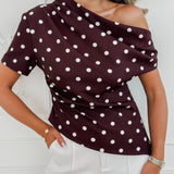 Brown White Polka Dots Emmelie Top