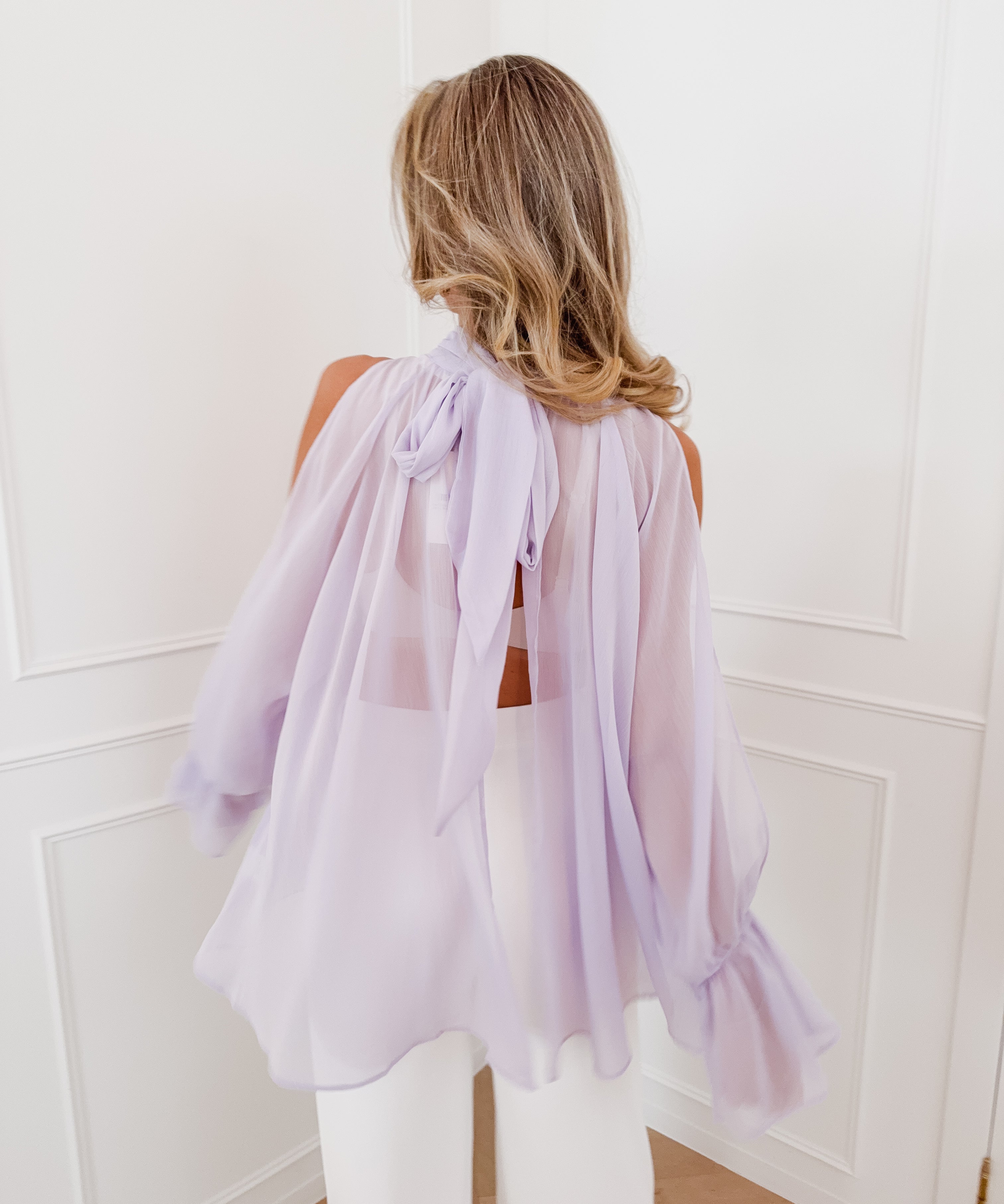 Lilac Malia Open Sleeve Blouse