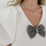 White Frill Sleeve Diamond Bow Dress