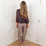 Dark Taupe Unique Check Blouse