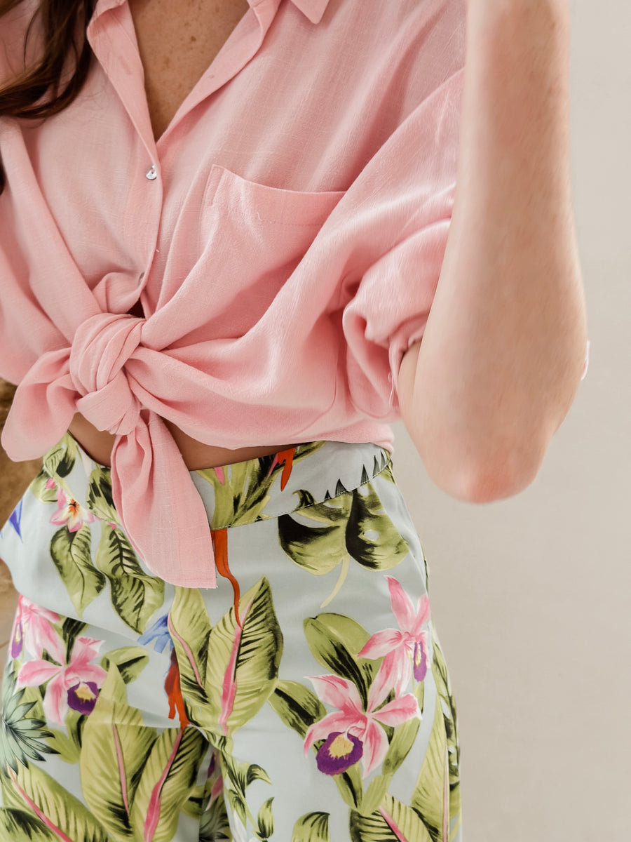 Pink Linen Blouse