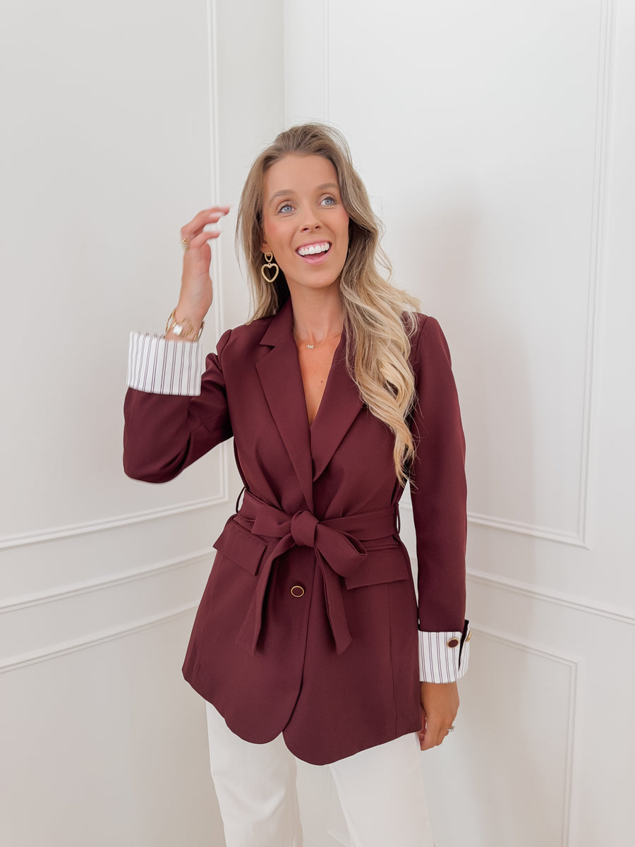Bordeaux Sleeve Detail Blazer