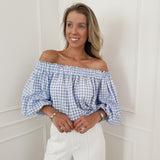 White Blue Sabrina Blouse