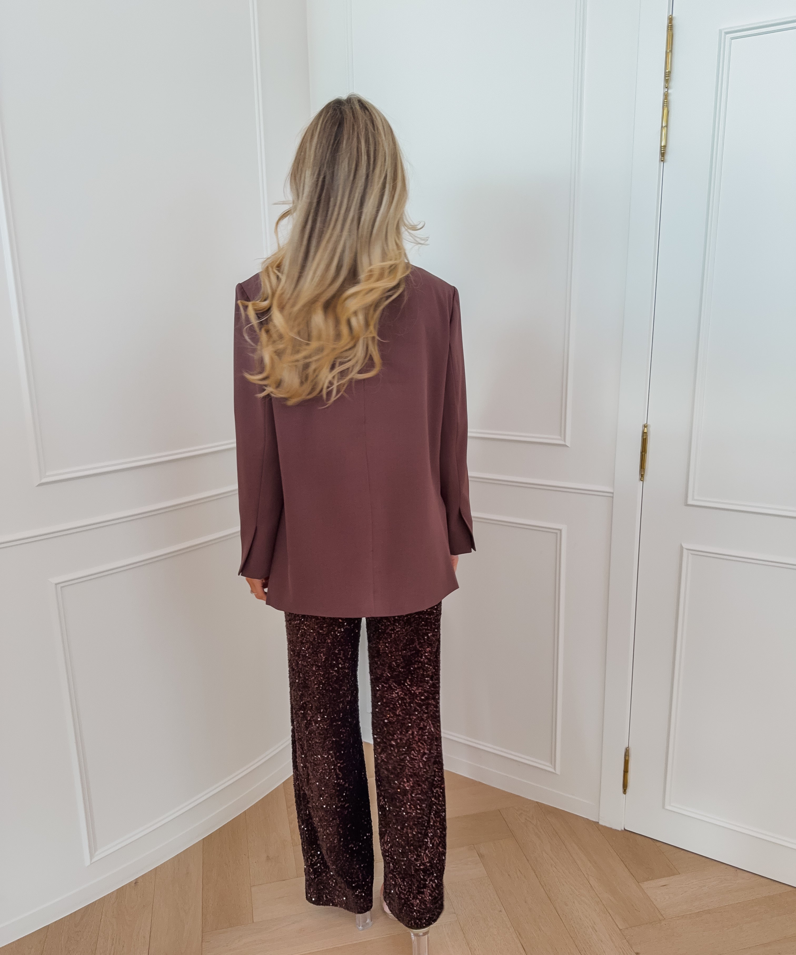 Dark Brown Amilia Sequin Trouser