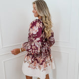 Bordeaux Multicolor Floral Fabienne Dress