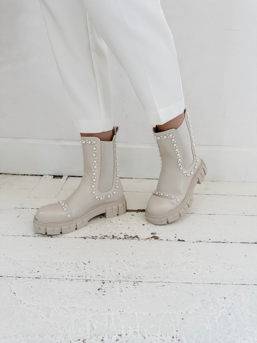Beige Pearl Boots