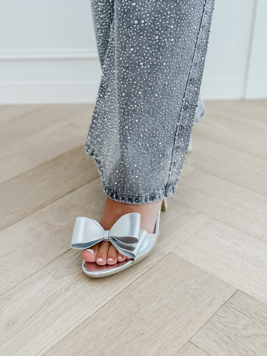 Silver Stefanie Bow Heels