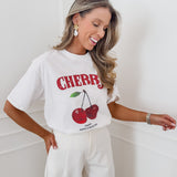 White Cherry Print T-Shirt