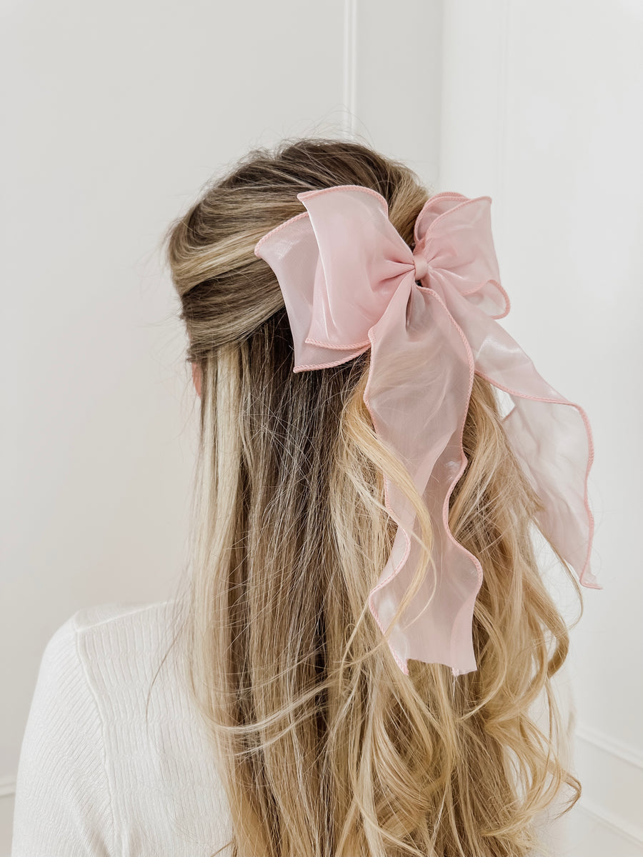 Pink Satin Bow Hairclip