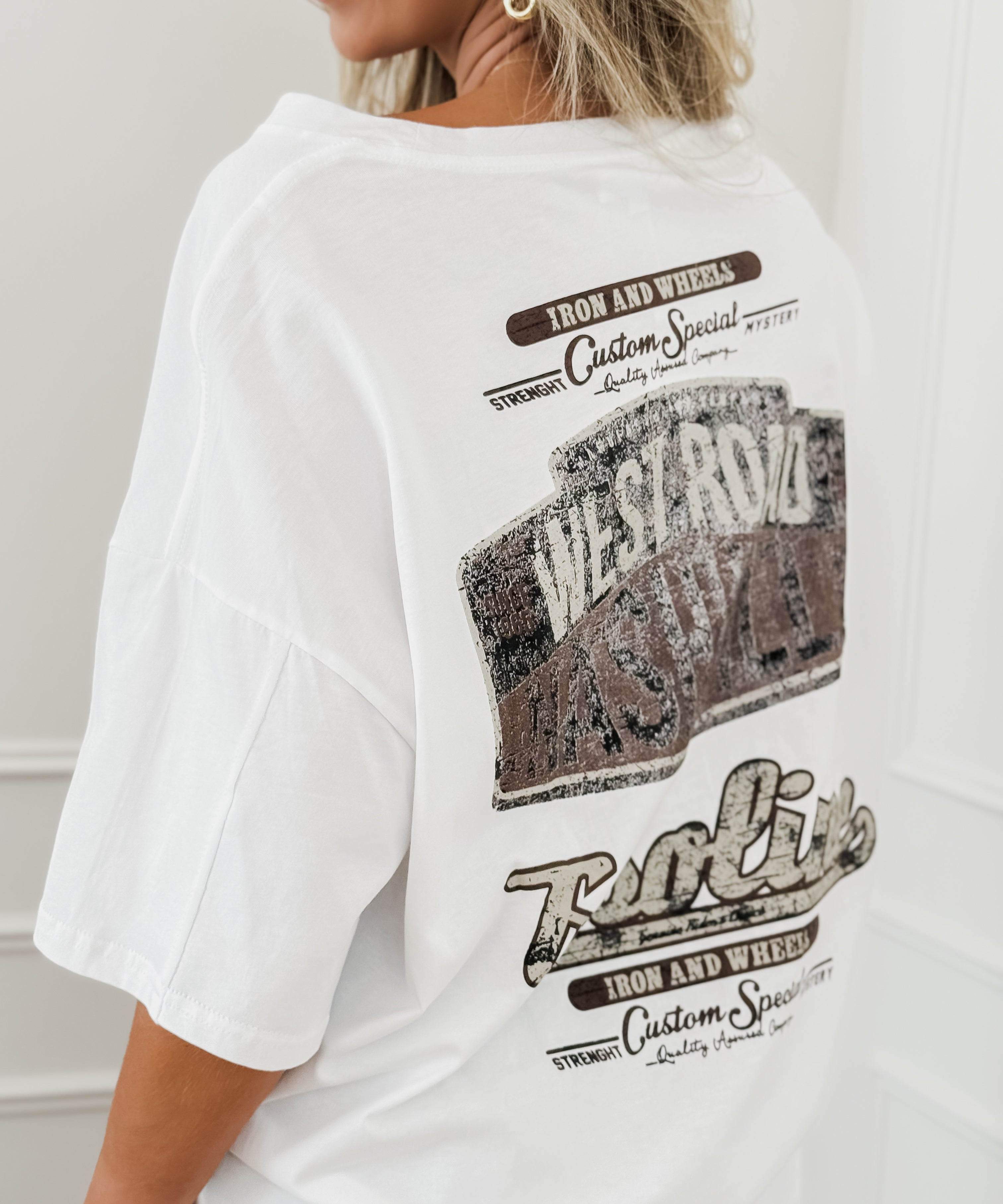 White Brown Oversized Westroad T-Shirt
