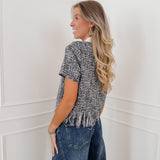 Black White Annabelle Tweed Shirt