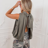 Dark Green Open Back Leah Top