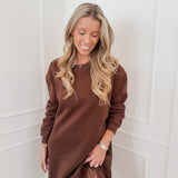 Dark Brown Sweater Lace Dress