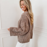 Taupe Mirelle Cable Oversized Sweater