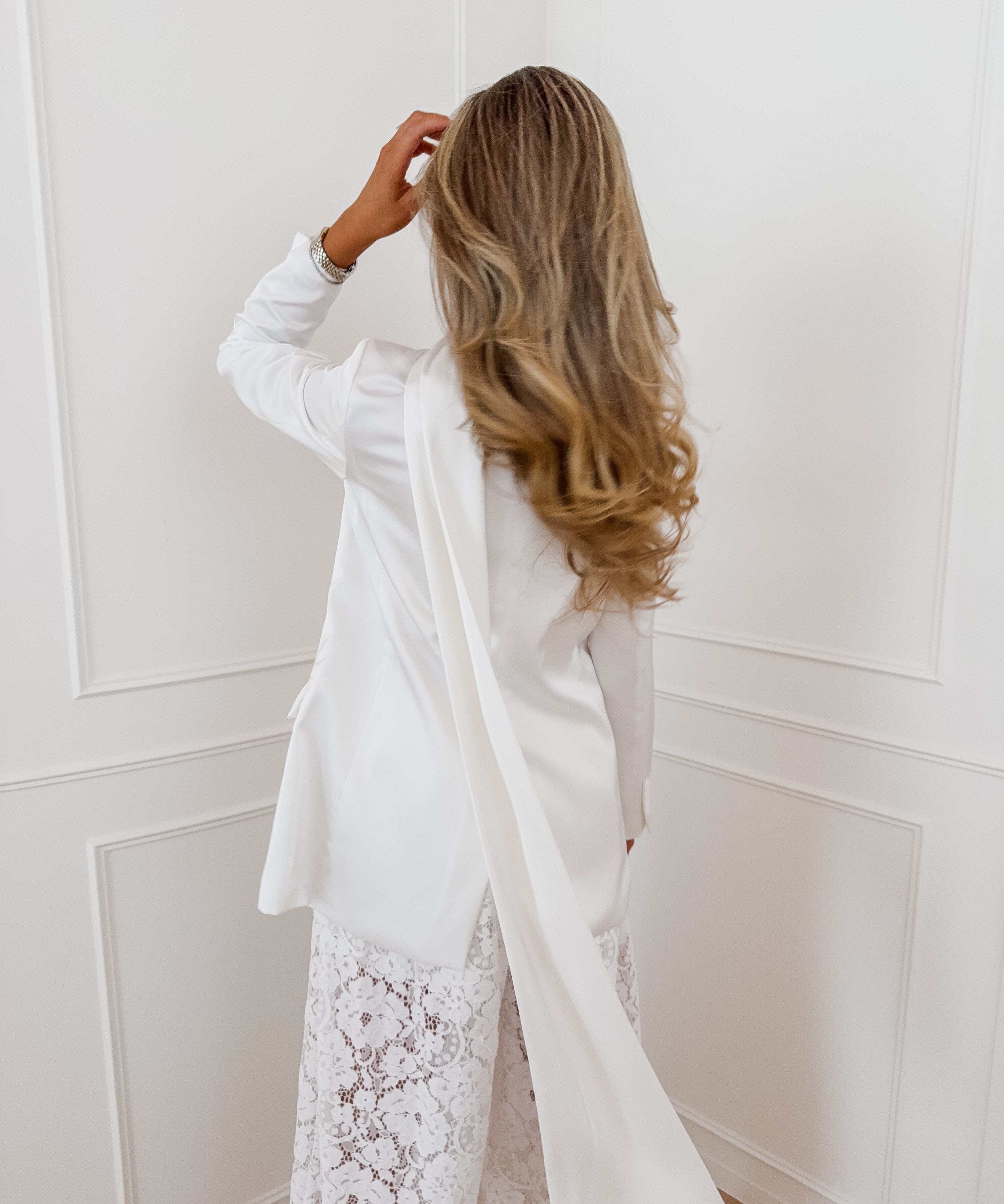 Shiny White Aliyaah Blazer