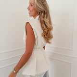 Ivory Gianna Satin Lace Strap Top