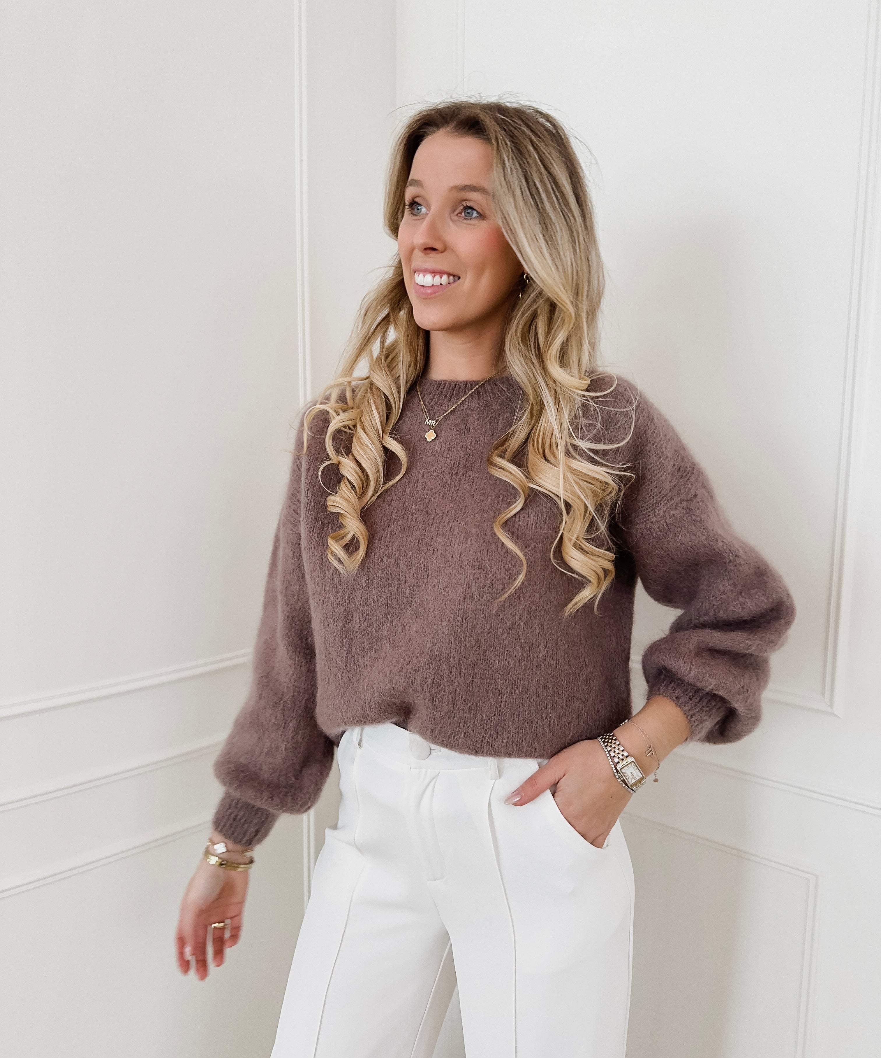 Taupe Round Neck Sweater