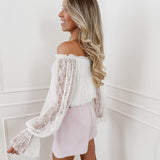 White Off Shoulder Lace Blouse