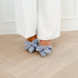 Blue Sidney Suede Bow Heels
