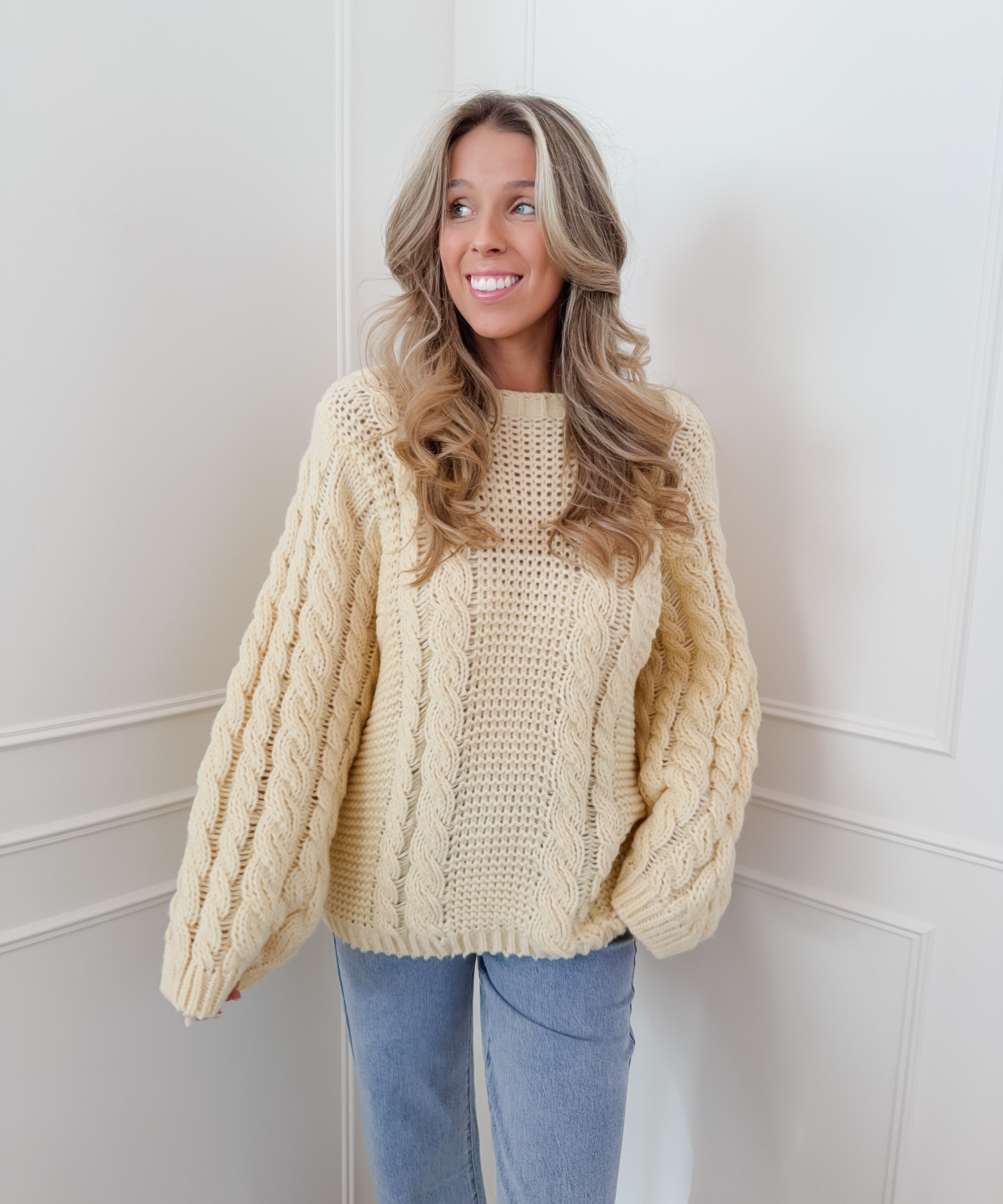 Yellow Cable Oversized Sweater