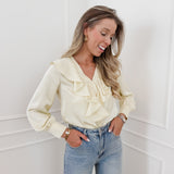 Soft Yellow Silk Frill Blouse
