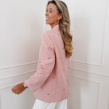 Pink Silver Heart Studs Blazer