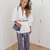 Muted Blue Leather Clara Belt