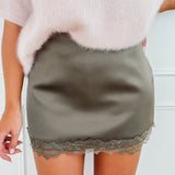 Khaki Satin Ursula Short-Skirt