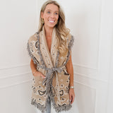 Beige Oona Paisley Pattern Gilet
