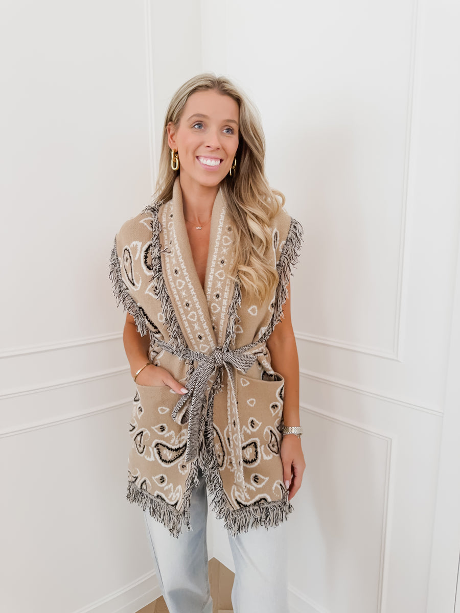 Beige Oona Paisley Pattern Gilet