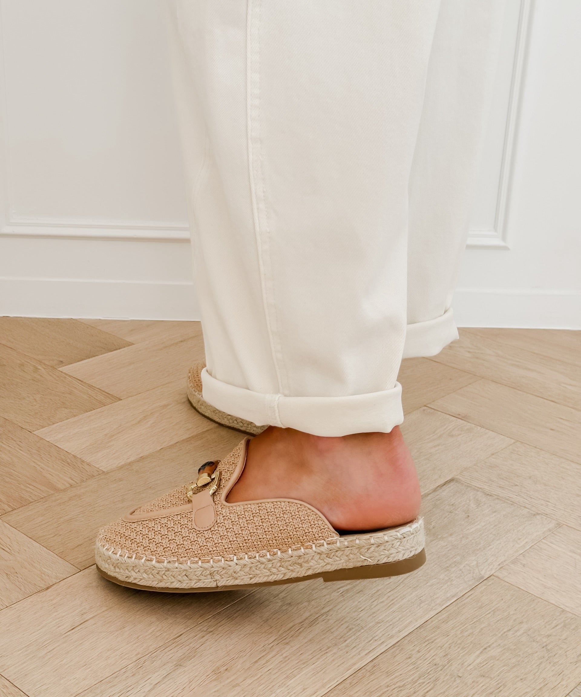 Beige Buckle Ilona Loafers