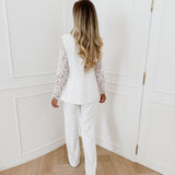 White Lace Sleeve Blazer