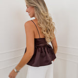 Dark Brown Satin Lucille Top