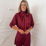 Bordeaux Chana Bow Dress