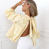 Yellow Lorella Polka Dot Long Sleeve Blouse
