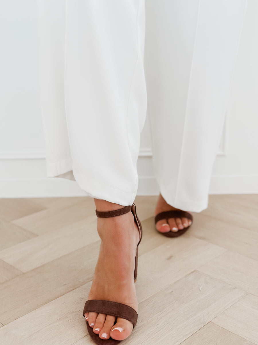 Brown Suede Block Heels