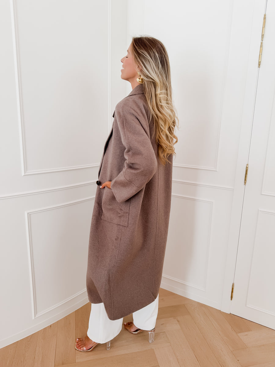 Dark Taupe Angela Long Pocket Coat