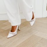 White Lace Farah Heels