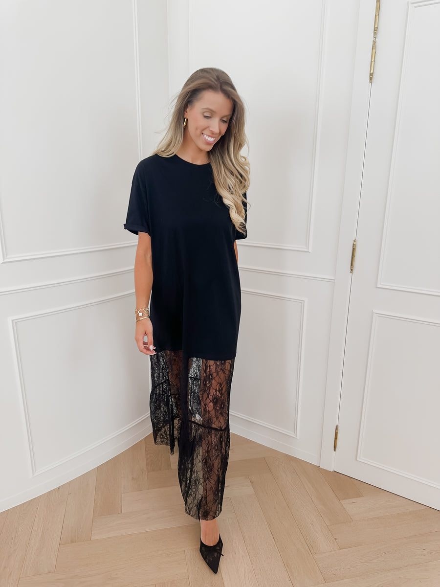Black Shirt Lace Dress