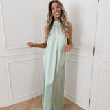 Mintgreen Lace Long Halterneck Bow Dress