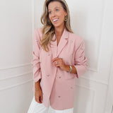 Pink Silver Heart Studs Blazer