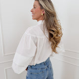 White Melvine Ruffle Collar Cotton Blouse
