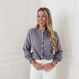 Grey Golden Button LONG SLEEVE Gilet