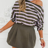 Khaki Lila Striped Lieva Long Sleeve Top