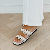 Cream Two Buckle Slippers