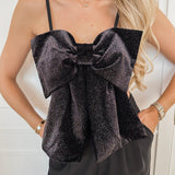 Black Multicolor Sparkle Bow Top