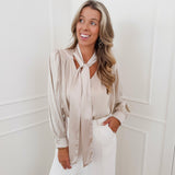 Beige Eren Satin Blouse