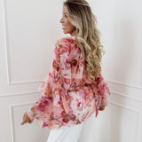 Pink Flowy Flower Blouse