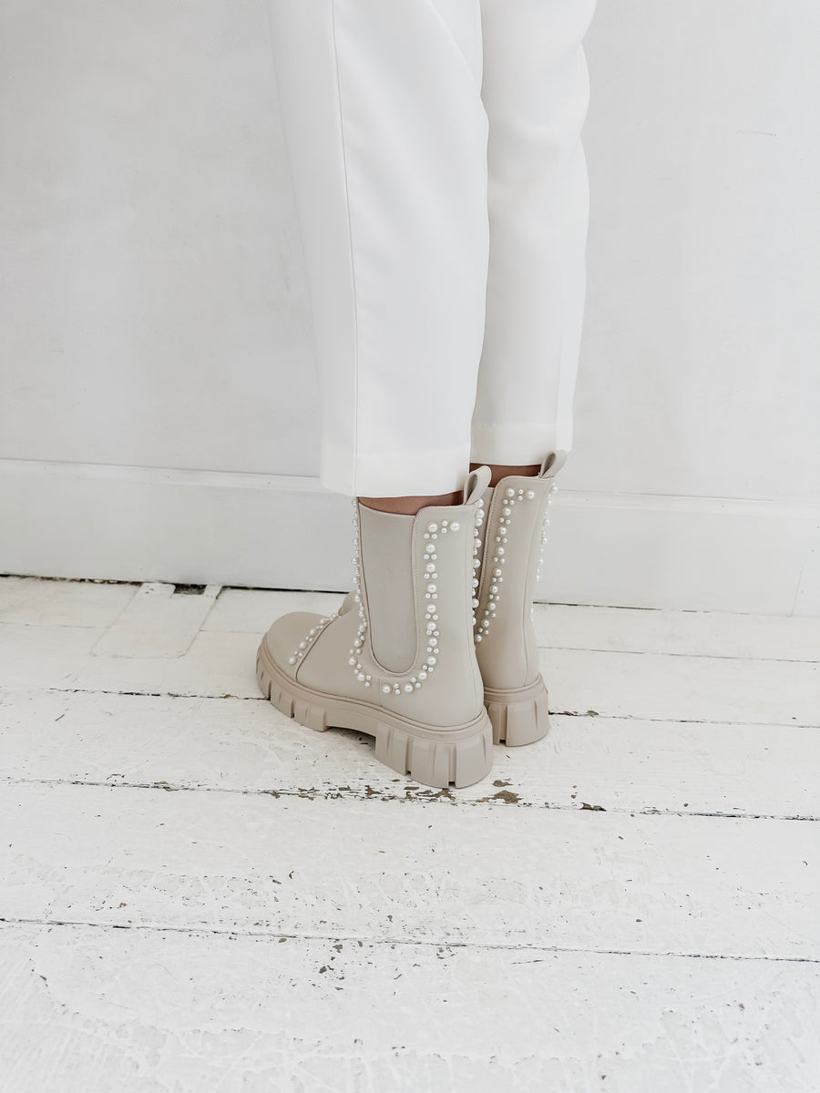 Beige Pearl Boots