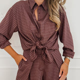 Bordeaux Vichy Leana Blouse